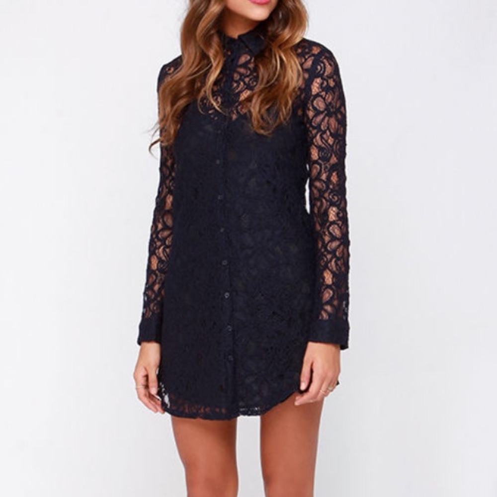 BB Dakota Tanya Navy Lace Fancy Slip Dress